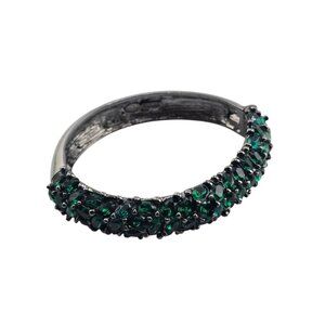 Vintage NOS KJL China Emerald Green Rhinestone Bangle Bracelet (A9270)